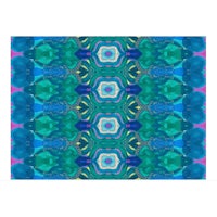 a blue and green abstract pattern stretched canvas print