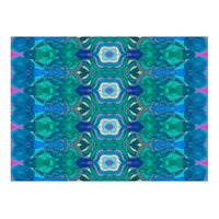 a blue and green abstract pattern stretched canvas print