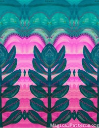 a pink and green pattern with a tree in the middle